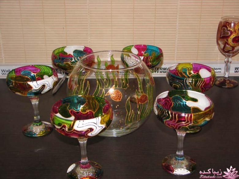 نقاشی و تزیین روی جام مناسب ظرف های هفت سین